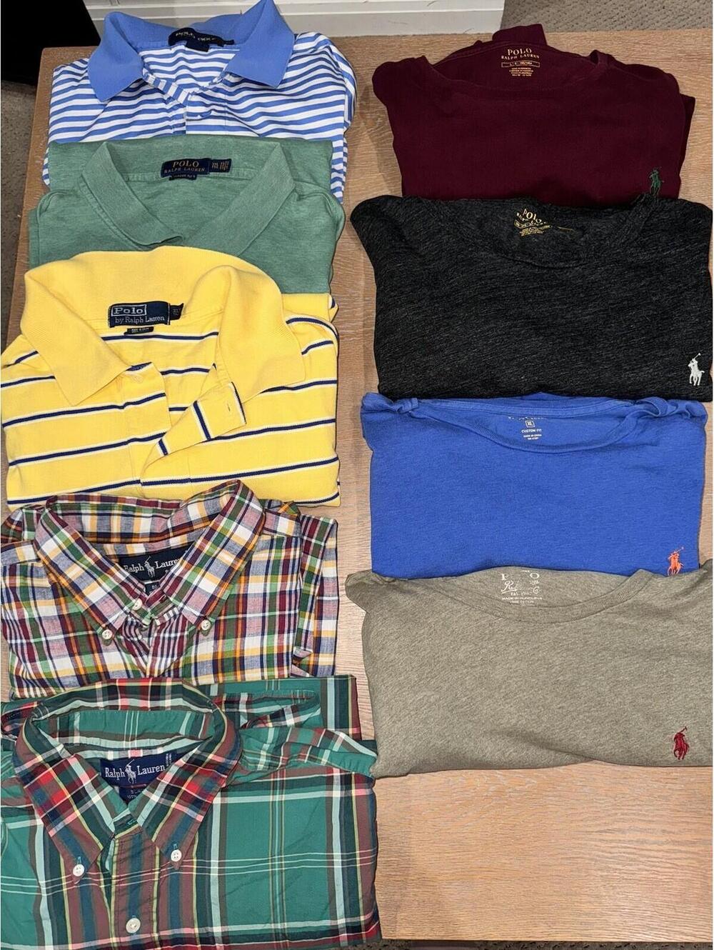 Polo Ralph Lauren MENS Bundle Lot Of 9 Tops Various Sizes Polos Button Ups Tees
